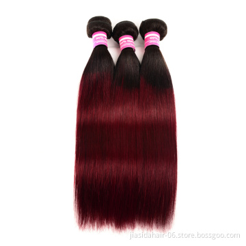 Grade 10A 100% Human Dark Wine Ombre 2 Tones Color T1B 99J Virgin Straight Hair Burgundy Color 3 Bundles